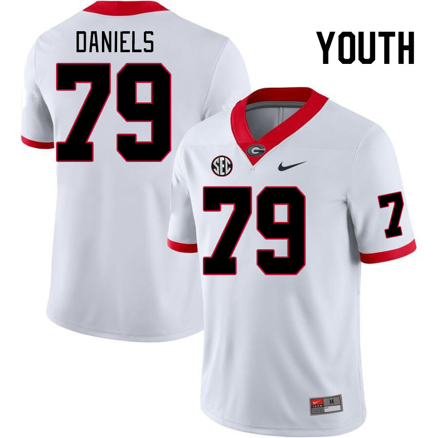 Youth #79 Nyier Daniels Georgia Bulldogs College Football Jerseys Stitched-White